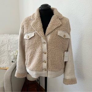 NWT GREYLIN  Kayla Tweed Sherpa oversized Jacket S.